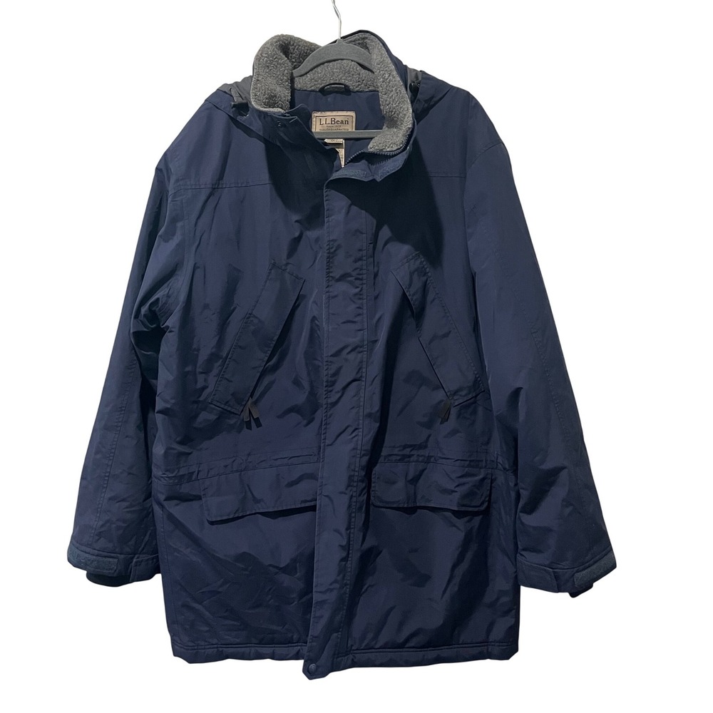 LL Bean Gore-Tex Thinsulate Parka Mens XL Tall‎ Navy Blue Hooded Jacket OJX88